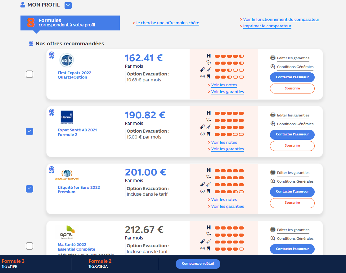 tableau comparatif